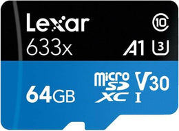 Lexar High Performance 633x 256GB Micro SDHC/SDXC UHS-I Card, Up to 100MB/s Read Speed, 70MB/s Write Speed, Class 10, Easy File Transfers, Black Blue | LSDMI256BB633A