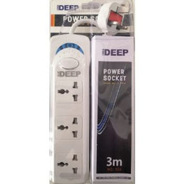 Blue Deep 3 Way High Quality Power Socket, 3 Meter, 13A Rated Current, 2500W Max Power, Rated Voltage 250V, White |