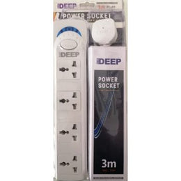 Blue Deep 4 Way High Quality Power Socket, 3 Meter, 13A Rated Current, 2500W Max Power, Rated Voltage 250V, White |