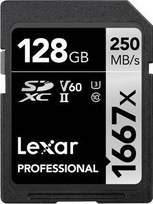 Lexar 1667x SDXC UHS-II card 250MBPS-128GB, High-Speed Performance, Faster Video Capture, For V60 Class, For Professional Users | LSD128CB1667