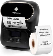 PHOMEMO M110 Portable Thermal Label Printer, Bluetooth Label Maker Machine, OCR Function, Barcode Printer For Clothing, Jewellery, Retail, Home, With 1 Roll 40x30mm Label, Black | 196852155620