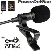 PowerDeWise Professional Grade Lavalier Lapel Microphone Omnidirectional Mic with Easy Clip On System Perfect for Recording | 1A
