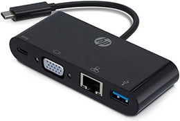 HP USB-C to VGA Multi Connection Hub, 5Gbps Data Transmission, Supports Simultaneous Charge & Sync, 1080p VGA Video Resolution, Compatible With Notebook/Tablet With USB-C Port, Black | 2UX25AA#ABB