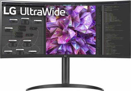 LG 34WQ75C-B 34'' UltraWide QHD IPS Curved Monitor, 60Hz Refresh Rate, 5ms Gtg Response Time, 1.07B Color Depth, 21:9 Aspect Ratio, HDR10, USB Type-C, LAN Port, Black | 34WQ75C-B