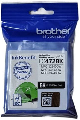 Brother LC472 Black Ink Cartridge 550 Page Yield, Compatible for MFC- J2340DW, MFC- J3540DW & MFC- J3940DW, Black | LC472BK