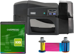 HID Fargo DTC4500e Dual-Sided ID Card Printer, Dual-Sided Card Lamination, Cardpresso XXS ID Card Software, Hid Fargo ID Card Printer Ribbon, YMCKO Colour |