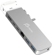 J5create 4K60 Pro USB4 Hub with MagSafe Kit, 7-in-1 Ports, 40 Gbps Data Transfer Rate, PD 100W Passthrough Charging, Up to 6K @ 60Hz Display Support, Gray | JCD395