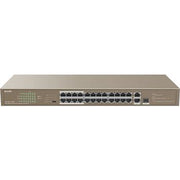 Tenda TEF1126P 24-Port PoE Switch, 8.8 Gbps, 4M Buffer, Rackmount, 135W Power Output | TEF1126P-24-250W