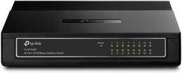 TP-Link 16 Port Switch: Plastic Case, 10/100Mbps, RJ45 Ports, Auto MDI/MDIX, IEEE 802.3x Flow Control, Green Tech, 3.2W Power, Black | TL-SF1016D