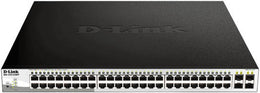 D-Link 52-Port Gigabit PoE Switch, 740W Budget, 4 SFP Ports, 48 PoE Ports, L2+ Routing, IPv6, Flow Control, Black | DGS-1210-52MPP