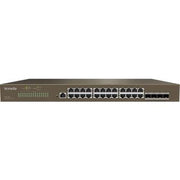 Tenda TEG5328F L3 Managed Switch, DHCP Server, 24 Gigabit RJ45 Ports + 4 SFP, 12M Large Buffer, 6kV Lightning Protection, Layer-3 Routing, 56Gbps Capacity, ＜24W Power Consumption, Smart QoS | TEG5328F