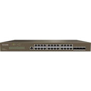 Tenda TEG3328F L2 Managed Switch, 56Gbps Capacity, 24 Gigabit RJ45 + 4 SFP Ports, 1U Rack Mountable, 12Mb Buffer, 6kV Lightning Protection | TEG3328F
