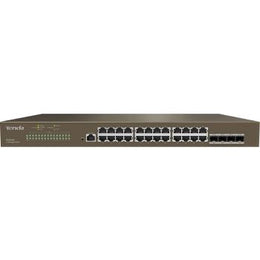 Tenda TEG3328F L2 Managed Switch, 56Gbps Capacity, 24 Gigabit RJ45 + 4 SFP Ports, 1U Rack Mountable, 12Mb Buffer, 6kV Lightning Protection | TEG3328F
