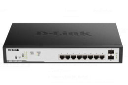 D-Link 8 Port PoE Gigabit Switch, 20 Gbps Capacity, 14.88 Mpps Forwarding, 2 1000M SFP, 6 Internal Antennas, Black | DGS-F1100-10PS-E/B