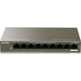Tenda TEF1109TP 8-Port 10/100Mbps +1Gigabit PoE Switch, 92W PoE Budget, 6KV Lightning Protection, 250m Transmission, Plug and Play | TEF1109TP-8-102W