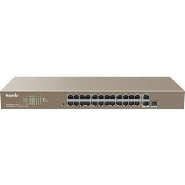 Tenda TEF1126P 24FE+2GE/1SFP Rackmount Unmanaged PoE Switch, 8.8Gbps, 4M Buffer, 6KV Lightning, 370W Power Output | TEF1126P-24-410W V2.0