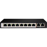 D-Link DGS-F1010P 8GE PoE+ 2GE Uplink Switch, 250m Distance,10 Port 10/100/1000 Mbps, 6kV Light Protection, 120 Watts PoE Budget, Flow Control, Black | DGS-F1010P-E