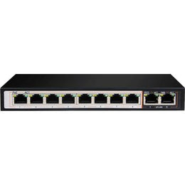 D-Link DGS-F1010P 8GE PoE+ 2GE Uplink Switch, 250m Distance,10 Port 10/100/1000 Mbps, 6kV Light Protection, 120 Watts PoE Budget, Flow Control, Black | DGS-F1010P-E