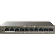Tenda TEF1110P 10-Port 10/100M Desktop Switch with 8-Port PoE, 6KV Lightning Protection, One-key VLAN, 250m Extend Mode, QoS, Dual Uplink Ports, 1.6 Gbps Capacity | TEF1110P-8-63W