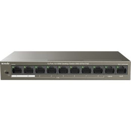 Tenda TEF1110P 10-Port 10/100M Desktop Switch with 8-Port PoE, 6KV Lightning Protection, One-key VLAN, 250m Extend Mode, QoS, Dual Uplink Ports, 1.6 Gbps Capacity | TEF1110P-8-63W