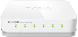 D-Link 5 Port Gigabit Desktop Switch, 5x1000Base-T Interface, Auto MDI/MDIX, 10Gbps Switching Capacity, White | DGS-1005A