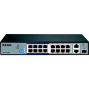 D-Link 16 Port 10/100 Base-T Unmanaged PoE+ Surveillance Switch, Long Range 250m, 2 Gigabit Ports With 1 Combo (RJ45/SFP), 150 Watts | DES-F1016P-E/B