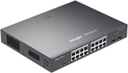 Ruijie 18-Port Gigabit Smart POE Switch, 16 RJ45 Ports (16 POE/POE+), 2 SFP Slots, 240W PoE power, 13