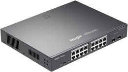 Ruijie 18-Port Gigabit Smart POE Switch, 16 RJ45 Ports (16 POE/POE+), 2 SFP Slots, 240W PoE power, 13