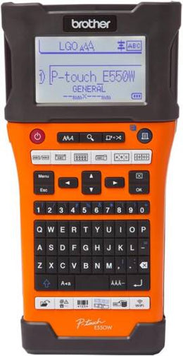 BROTHER PT E550WVP Label Printer, Portable Label Maker for Electricians and Network Installations, QWERTY Keyboard, Up to 24mm label, Orange, Large