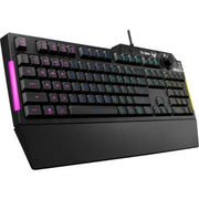 ASUS TUF K1 Membrane Gaming Keyboard for PC, Onboard Memory, Dedicated Volume Knob, Aura Sync RGB & Side Lighting, Detachable Wrist Rest, Spill-Resistant, ENG-ARB Layout, Black | 90MP01X0-BKCA00