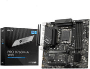 MSI Pro B760M-A Wifi Intel mATX Motherboard, LGA 1700 Socket, DDR5 Support, Wifi 6E / Bluetooth 5.3, B760 Chipset, 2.5 LAN, PCIe 4.0, HDMI | 911-7D99-007