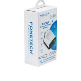 Fonetech Racer Dual Port 18W AC Charger PD+QC3.0 With 18W Type C to Type C Cable - White