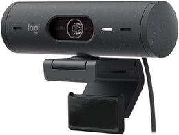 Logitech Brio 505 FHD Webcam, 30fps Frame Rate, Integrated Privacy Shutter, Dual Noise Reducing Mics, 4x Digital Zoom, USB-C, Works w/ Windows / macOS / or Chrome OS, Graphite | 960-001459