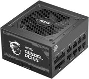 MSI MAG A850GL PCIE5 850W Modular Power Supply, Intel ATX12V Version 3.0, 120mm Cooling Fan, 80 Plus Gold Efficiency Rating, 4 x PCIe 6+2-Pin Connectors, 8 x SATA Connectors, Black | 306-7ZP8A18-CE0