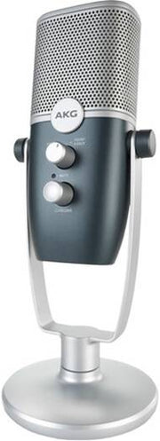 AKG ARA Professional Dual-Pattern USB Condenser Microphone, 2-Capsule Array, 3.5mm Headphone Output, Silver | AKG-C22-USB