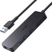 Aukey Ultra Slim 4-Port USB 3.0 Hub, Expanded Connectivity, Broad Device Compatibility, Aluminum Material, Black | CB-H37