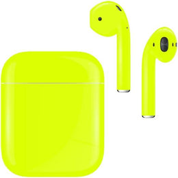 Caviar Airpods (2nd Gen), Original Apple, Lightning Charging Case, Automotive-grade paint with scratch resistant coating, Premium looking colors with a Glossy Yellow | 0718157036093