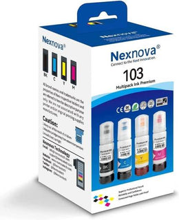 NexNova 103 EcoTank Ink Combo Set 4-Pack, 70ml/Bottle, For Epson Black Cyan Magenta Yellow L1110‎ L3110 L3111 L3150 L3151‎ L3156 L3160 | B09SCXN7WG