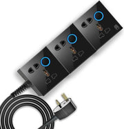 Hassan Universal Glass Socket Triple Extension Board, Tempered Glass Material, 13A Plug, 3 Core x 2.5mm Heavy Duty Wire, Triples Universal 13A 220V 2500W Socket, 30m (100ft), Black | B0CK6SXVF4