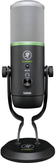 Mackie EleMent Series Carbon Premium USB Condenser Microphone, 5 Polar Patterns, 3.5mm Headphones Jack Built-In, Included USB Type-C Cable, Black | EM-Carbon