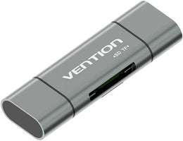 Vention USB Card Reader, Portable 3 in 1 USB 3.0/USB Type C/Micro USB Male Memory Card for TF, SD, Micro SD,USB 3.0, For Mac, Windows, Linux, Chrome, PC, Laptop | CCHH0