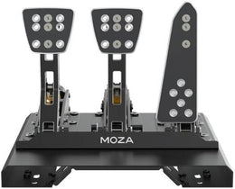 MOZA CRP Load Cell Pedals, 3-Stage Clutch, CC Aluminum Pedal, Fully Adjustable & Configurable, Floor Mounted Organ Throttle Design, Load Cell Pressure Sensor, Black | CRP