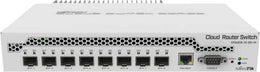 MikroTik CRS309-1G-8S+IN Switch, 1x Gigabit Ethernet Port, 8x SFP+ 10Gbps Ports, ARM 32bit, RS232 Serial, White | CRS309-1G-8S+IN