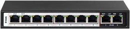D-Link 10 Port Long Range PoE + Surveillance Switch, 250m Transmission Distance, 10 Port 10/100 Mbps, 6kV Light Protection, 96 Watts PoE Budget, Flow Control, Black | DES-F1010P-E
