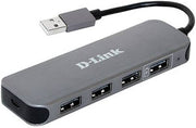 D-Link 4-Port USB 2.0 Hub with Power Adapter, Backwards Compatible With USB 1.1, Battery Charging 1.2, 480 Mbps Transfer Speed, Black | DUB-H4