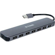 Dlink 7-Port USB 2.0 Hub, Plug and Play, Works On Windows / Mac / and Linux PCs, Fast Charge USB, Black | DUB-H7