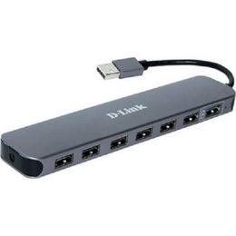 Dlink 7-Port USB 2.0 Hub, Plug and Play, Works On Windows / Mac / and Linux PCs, Fast Charge USB, Black | DUB-H7