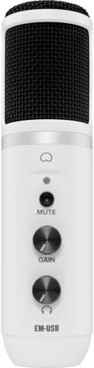 Mackie EM-USB USB Condenser, Frequency Response 30Hz-18kHz, Max SPL 130 dB SPL, Dynamic Range 89 dB (ADC), 93 dB (DAC), Microphone, White | EM-USB-LTD-WHT