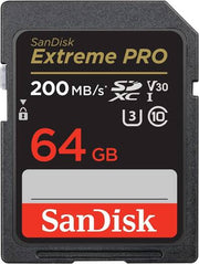 SanDisk Extreme PRO SDHC and SDXC UHS-I Card, 200MB/s Read Speed & 90MB/s Write speed, Video Speed Class 30 (V30), Perfect for 4K UHD Video, Black | SDSDXXU-064G-GN4IN