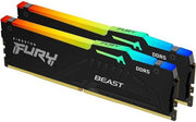 Kingston Fury Beast RGB 64GB (32GB x2) DDR5 Desktop Memory Kit, 6000MT/s Memory Speed, CL36 CAS Latency, Non-ECC, Intel XMP 3.0 & AMD EXPO Support, 1.35v, 288 Pin, Black | KF560C36BBEAK2-64